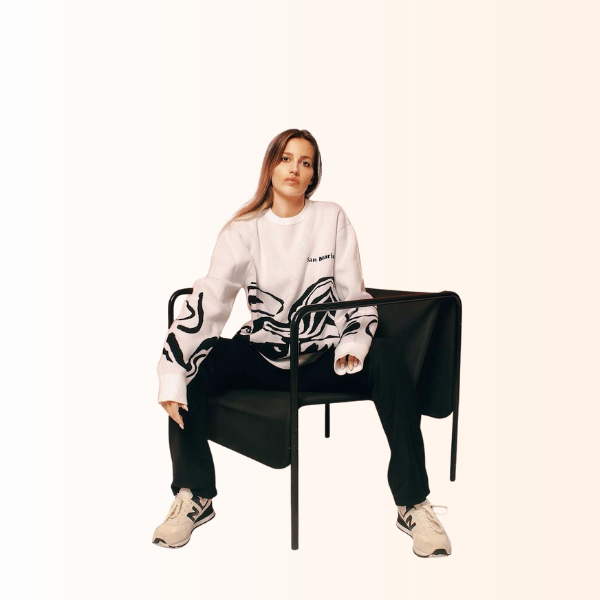 San Marino White Mountain Swirls Crewneck