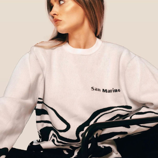 San Marino White Mountain Swirls Crewneck